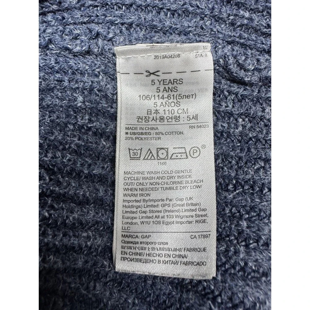 GAP Chunky Knit Ribbed Sweater Pullover Heavyweight Blue Unisex Kids 5T
